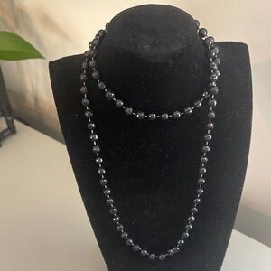 Elegant Black Beaded Necklace